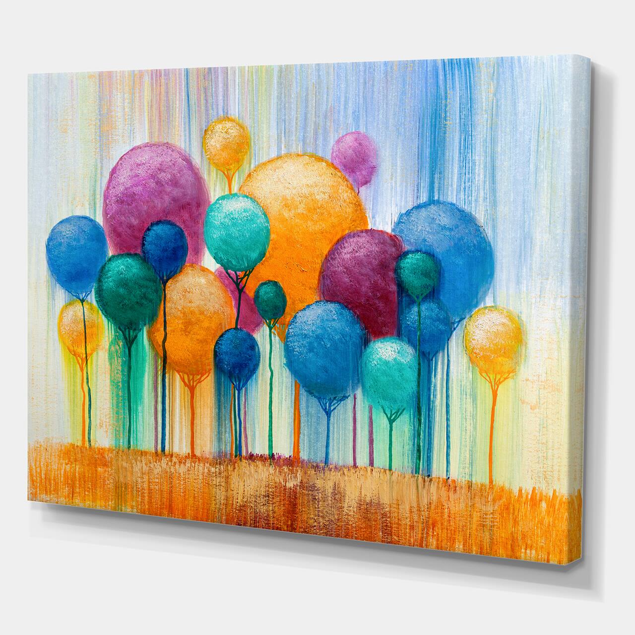 Designart - Colourful Ornamental Trees IV - Modern Canvas Wall Art Print